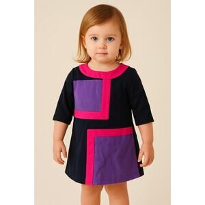 GAP Toddler Girl Colorblock Dress Navy Purple Pink Mod Style – Size 3T